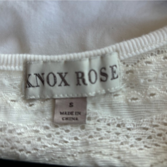 Knox Rose Ribbed Knit Top Ivory Lace and Crochet Inset at Top Long Sleeve Sz S - Picture 4 of 4